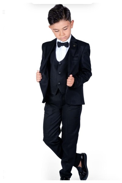 BAŞAK ÇOCUK GİYİM 5737 13/16 yaş montero ceketli yelekli takım - SİYAH - 13-14 YAŞ