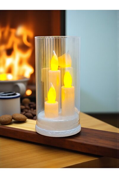 HEDİYE FİKRİ Huzurun Işığı 3 Mumlu Kandil Görünümlü Dumansız LED Lamba 16 cm ...