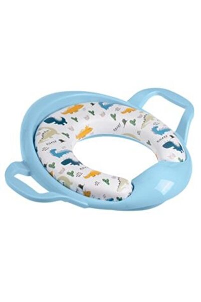 honey baby Reductor de capac de toaletă albastru cu mânere și design cu dinozauri pentru copii - 29 x 27 cm