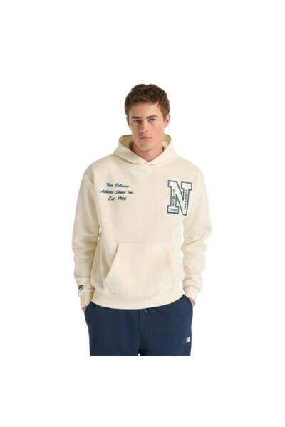 New Balance Nb Lifestyle Unisex Hoodie Unh3534-Sst Beige Sweatshirt