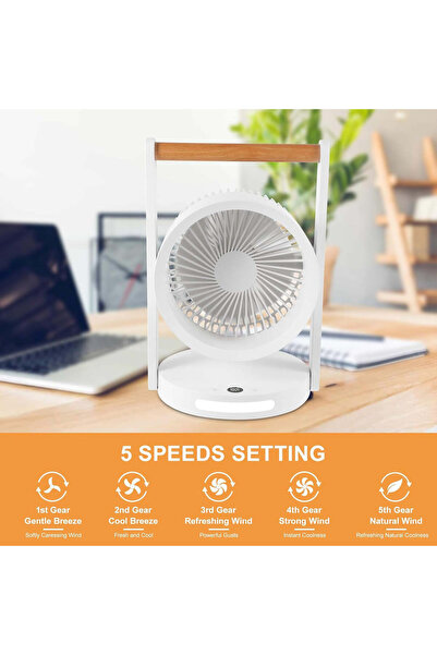 Generic Battery Operated Tabletop Air Circulator Fan with Night Light | 2 in 1 Cooling Fan