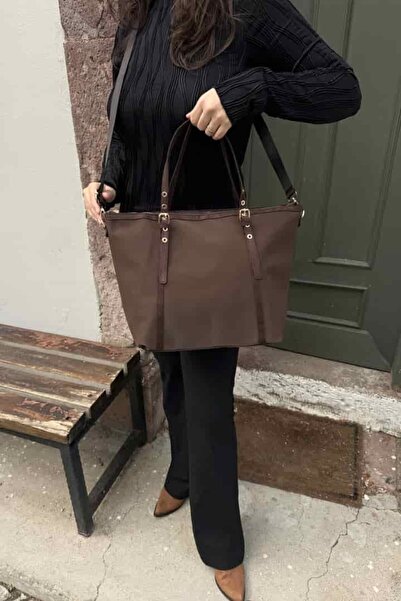 LEONAS Suede Detailed Women's Shopper Hand and Shoulder Bag Valenne St0032