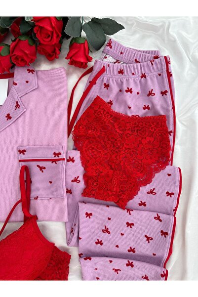 Lena Homewears Women's Ecru Waffle Premium Pajama Set with Underwear