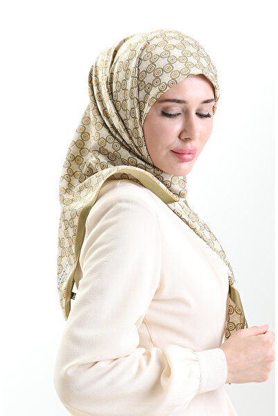 sefamerve Karaca geometric patterned rayon scarf 82020-10 green cream