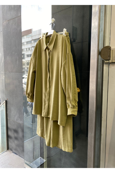 PERA MODA Oersize Mold Thick Modal Suit with Tie Detail