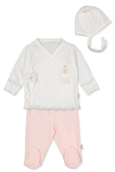 Bebetto طقم سرير سوبريم زيبين 3 قطع (قلب صغير) وردي