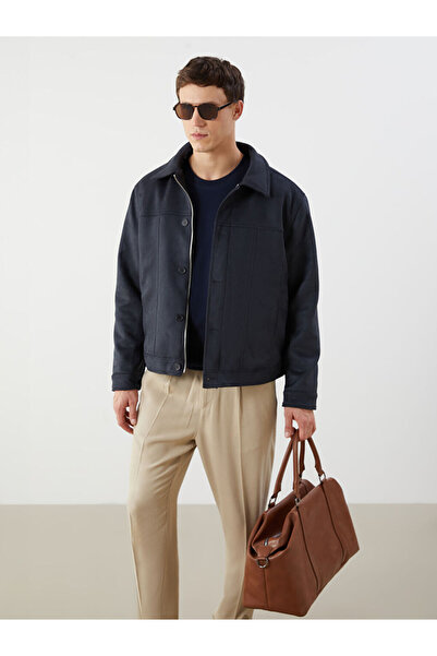 LC Waikiki Anthracite Comfortable Fit Shirt Collar Suede Men's Coat