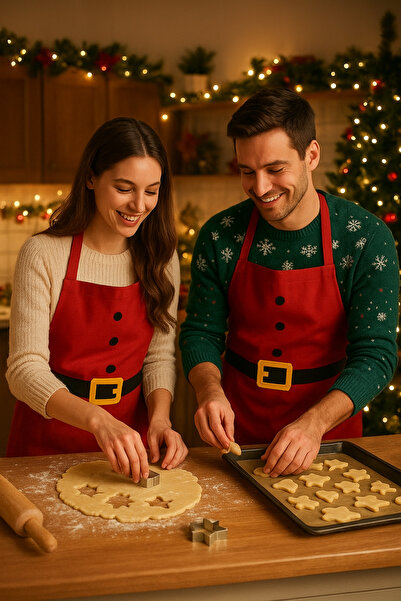 Soft and Baby Santa Claus New Year Apron, Christmas Kitchen Apron