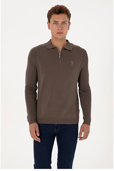 U.S. Polo Assn. U.s polo assn polo yaka fermuarlı viskon polyester karışlı kazak