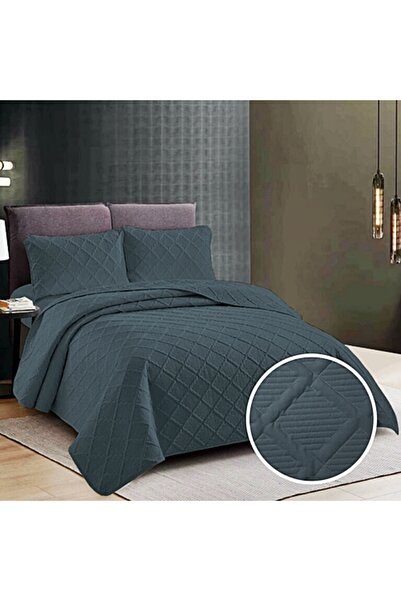PATONE Double bedspread, dark grey, 230x250cm + 2 pillowcases, dark grey, 50x70cm