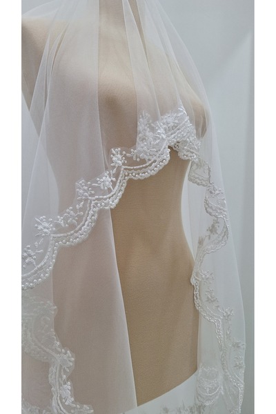 Pusula Marketim Özel Dantel İşlemeli Duvak, Düğün, Tören, Nikah, Aksesuar, Gelin Aksesuarı, 170x120 cm