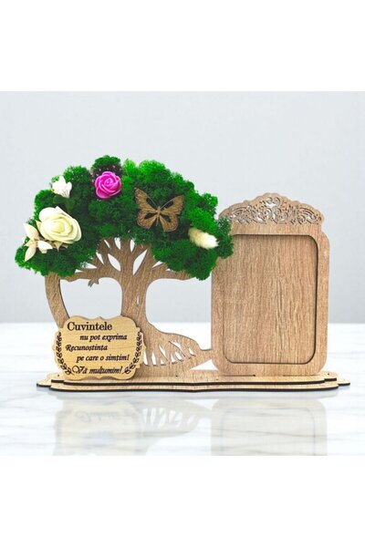 OEM Photo frame 'Tree of Life' with lichens and message "Words cannot express..." – personalized gift