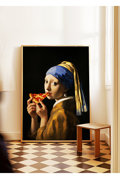 ARTHOUSECOLLECTIVE İnci Küpeli Kız - Pizza Koleksiyonu – Tablo Ölçülerinde Çe...