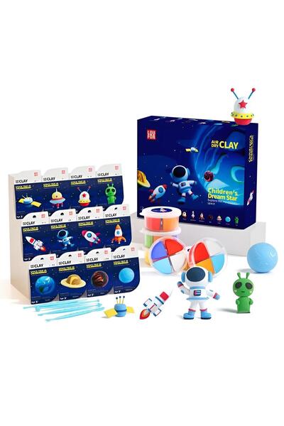 HEY GİDİ GİFT 12'li Oyun Hamuru Uzay Seti – Astronot & Roket Figür Yapım Kiti...