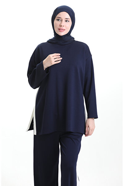 sefamerve Premium Fabric Paneled Set 11332-04 Navy Blue