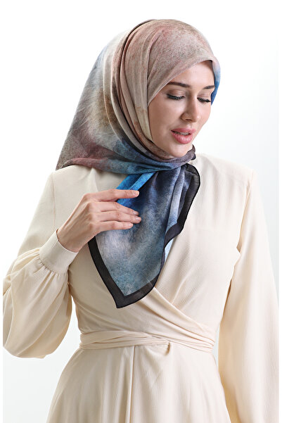 sefamerve Schal aus Naturfaser mit Karaca-Muster 82018-11 Marineblau Indigo