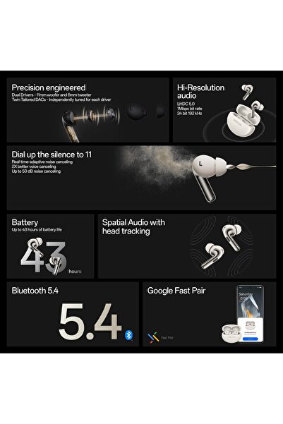 Oneplus Buds Pro 3 Bluetooth TWS in-Ear Buds, 50dB Adaptive Noise Cancellation, 43Hrs Battery-Black