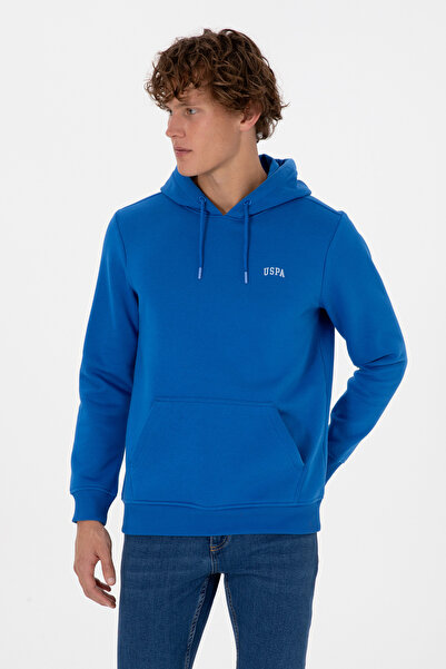 U.S. Polo Assn. Erkek Regular Fit Kapüşonlu Şardonlu Saks Basic Sweatshirt 50315582-VR032