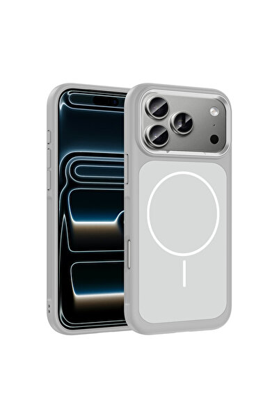 zore iPhone 17 Pro Max Kılıf M-Safe Şarj Özellikli Metal Kamera Çerçeveli MSR...