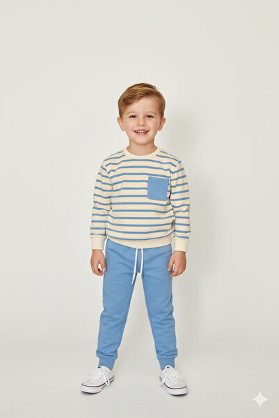 BY WORRN Unisex Çizgili Supreme Kumaş Cep Detaylı Paça Ribanalı Takım - 1039698