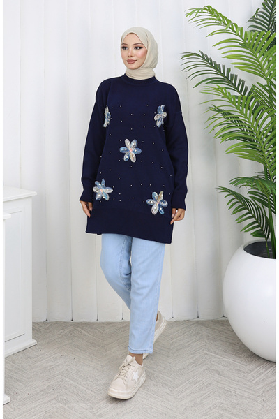 sefamerve Triko Garnili Tunik 3010-09 Lacivert