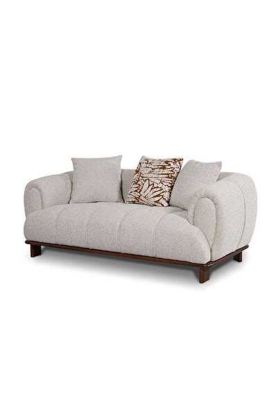 Danube Home Wade 2 Seater Fabric Sofa - Beige/Brown, Solid Wood Frame, Stylish & Comfortable, 189x100x75cm