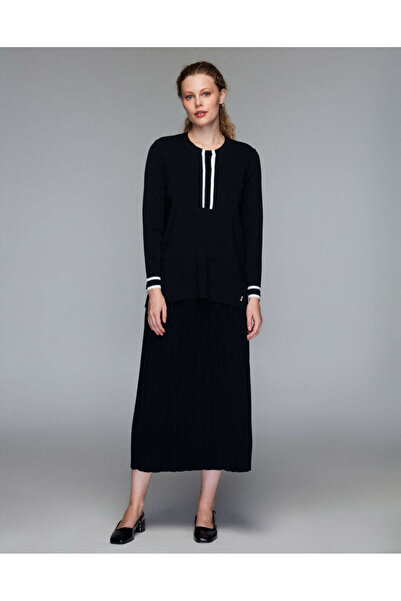 MISS DALIDA T24K-6071 Önü Düğmeli Tunik BLACK 1012-ECRU