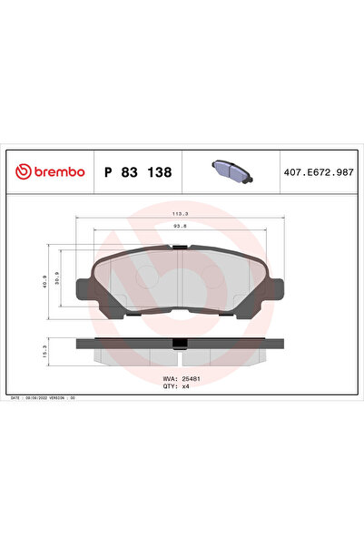 Brembo Комплект спирачни накладки за дискови спирачки Toyota Highlander / Klu...