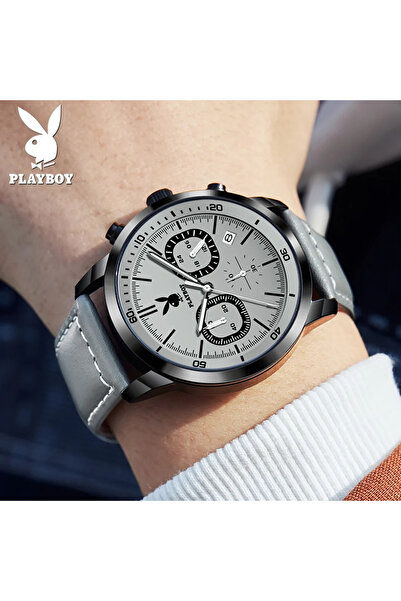 Playboy Men's Watch 3065 Gray – Business Design, Shock Resistant, 3ATM Water Resistant