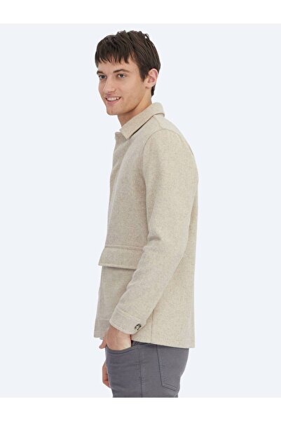 Kip Бежева oversize-сорочка з вовняної суміші