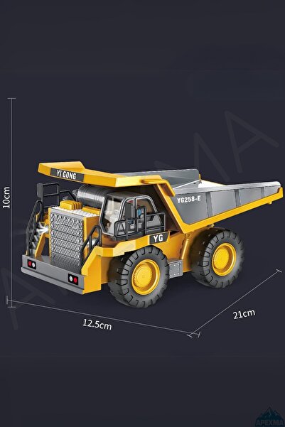 Apexma Oyuncak 2.4GHz Uzaktan Kumandalı Şarjlı Sesli Işıklı Hareketli Kasalı Damperli Kamyon İş Makinesi