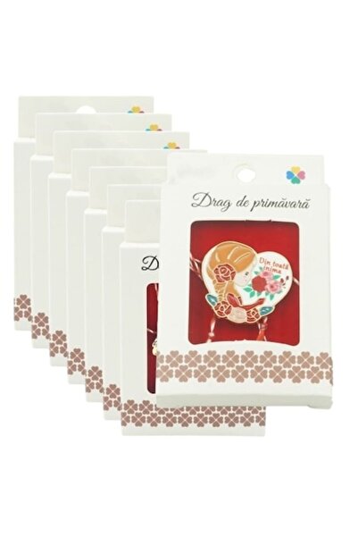 GOLD MARKET Set of 10 Small Brooch-Style Martisoare in Box, 2.5-3 cm, Heart with message 'From All My Heart'