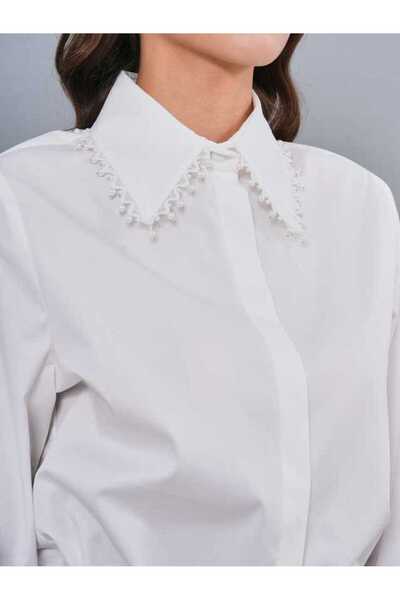 SERPİL İnci Yaka Detaylı Klasik Gömlek 50384