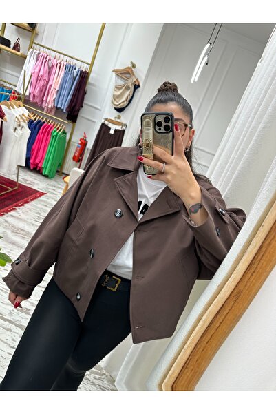 KÜBRA AKAY KAHVERENGİ CROP TRENC