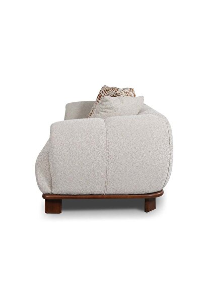Danube Home Wade 3 Seater Fabric Sofa - Beige/Brown, Solid Wood Frame, Stylish & Comfortable, 230x100x75cm