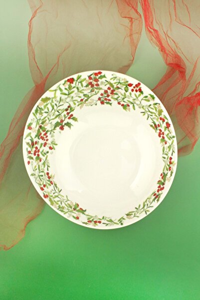 Bursa Porselen Dekor Holly Berries Large Size Porcelain Salad Bowl