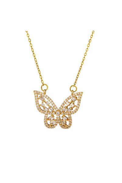 MoodCreations AURELIA 14K Gold Plated Butterfly Necklace for Women, Trendy Gift for Her