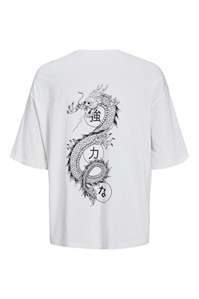 Jack & Jones Men's White Jjdragon Tee Ss Crew Neck T-Shirt 12273504-White