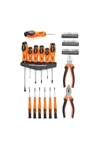 Kraft&dele Set șurubelniță, biți și clește, format din 45 de piese, KD 10893