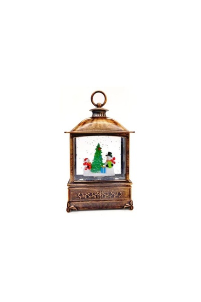 FOXMAG24 Felinar de Crăciun luminat cu Moș Crăciun și brad, muzical, evantai ...