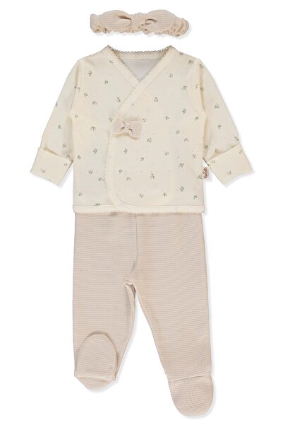 Bebetto طقم ملابس داخلية عضوية من 3 قطع (دب لطيف عضوي) بيج