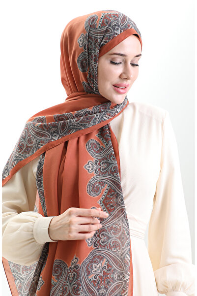 sefamerve Karaca cotton shawl 82004-12 brick red