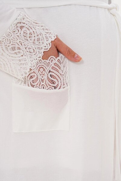 Mecit Pijama Women's Dressing Gown with Belt Tie and Pockets