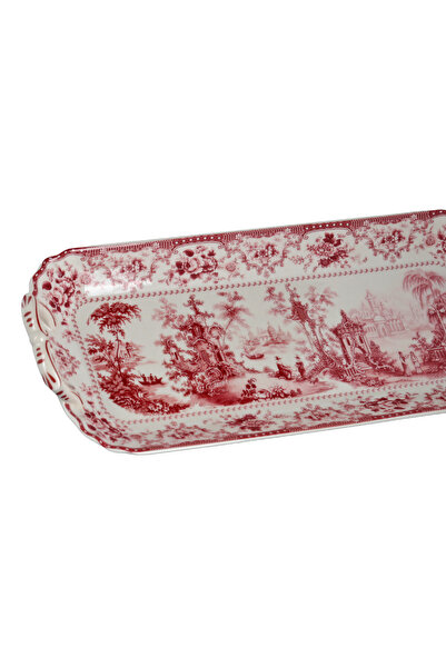 Lucky Art Florantine Baton Plate with Handle 33cm Red