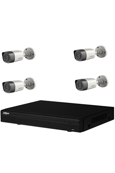 DAHUA Kit cameră de supraveghere video Bullet HDCVI de exterior cu 4x 2MP, DVR pe 4 canale, 3.6mm, Smart IR 20m, IP67
