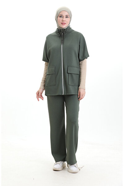 sefamerve Premium Fabric Vest Set Set 11330-05 Khaki