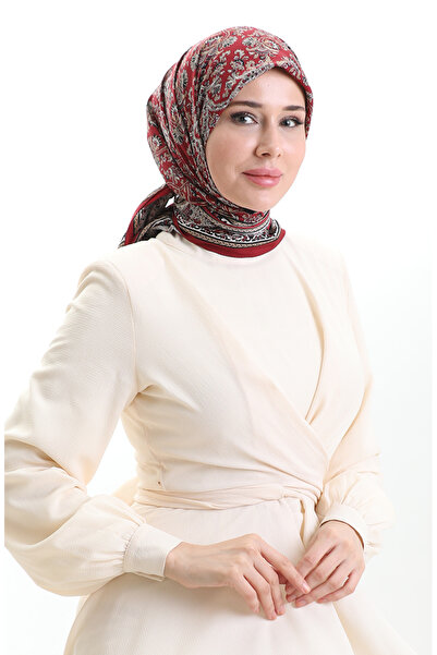 sefamerve Karaca gemusterter Cupra-Schal 82014-05 Weinrot