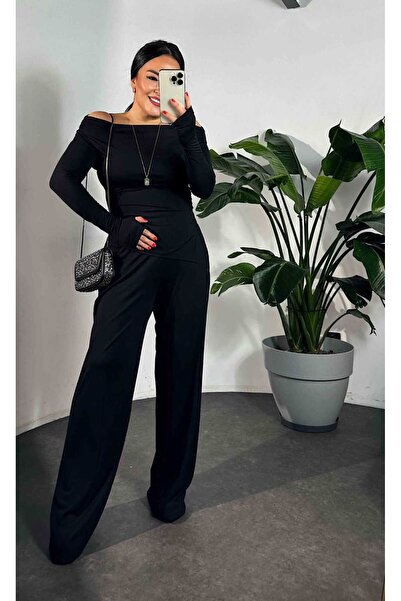 DJANGO STYLE Women's Draped Asymmetric Cut Bluse Pants