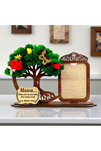 OEM Photo frame decoration with tree of life and lichens, engraved message for Mom - 30x18 cm, walnut