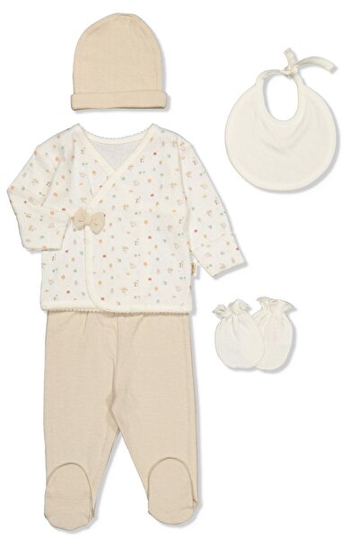 Bebetto طقم سرير سوبريم عضوي مزدوج من زيبين مكون من 5 قطع (فطر عضوي) بيج